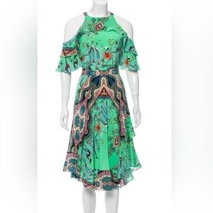 Etro Vibrant Green Silk Paisley Dress